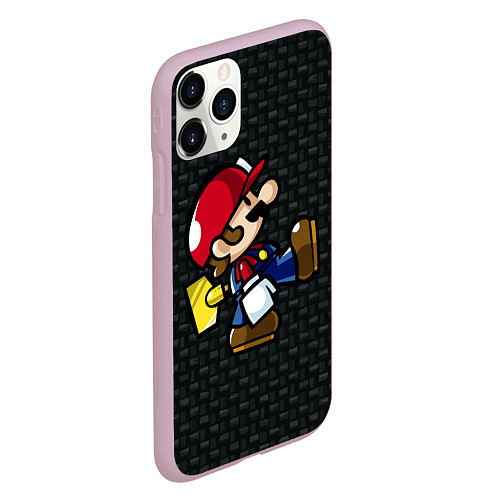 Чехол iPhone 11 Pro матовый Super Mario: Black Brick / 3D-Розовый – фото 2