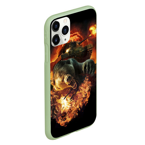 Чехол iPhone 11 Pro матовый Армейский медведь / 3D-Салатовый – фото 2
