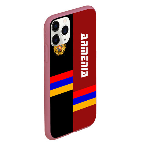 Чехол iPhone 11 Pro матовый Armenia / 3D-Малиновый – фото 2