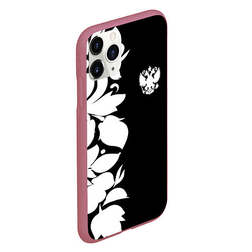 Чехол iPhone 11 Pro матовый Russia: B&W Floral / 3D-Малиновый – фото 2