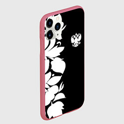 Чехол iPhone 11 Pro матовый Russia: B&W Floral, цвет: 3D-малиновый — фото 2