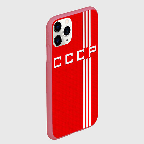 Чехол iPhone 11 Pro матовый Cборная СССР / 3D-Малиновый – фото 2