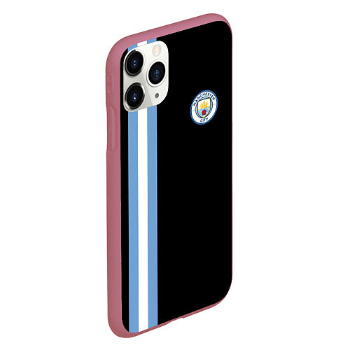 Чехол iPhone 11 Pro матовый Манчестер Сити / 3D-Малиновый – фото 2