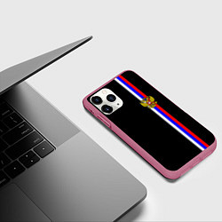 Чехол iPhone 11 Pro матовый Лента с гербом России, цвет: 3D-малиновый — фото 2