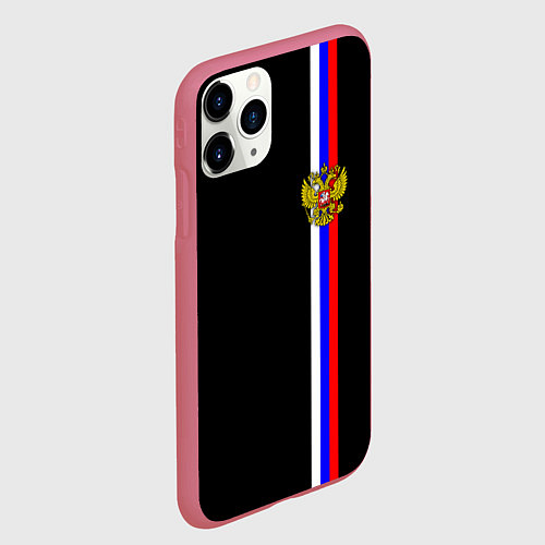 Чехол iPhone 11 Pro матовый Лента с гербом России / 3D-Малиновый – фото 2