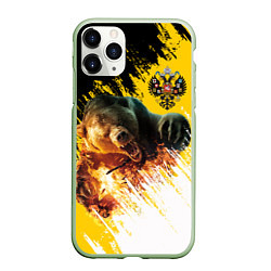 Чехол iPhone 11 Pro матовый Имперский медведь, цвет: 3D-салатовый