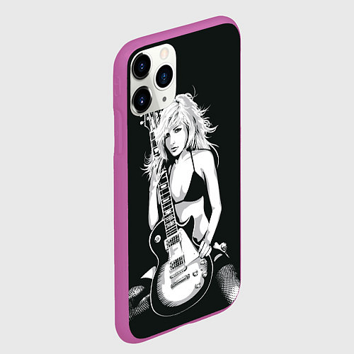 Чехол iPhone 11 Pro матовый Рокерская душа / 3D-Фиолетовый – фото 2