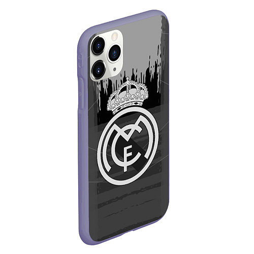 Чехол iPhone 11 Pro матовый FC Real Madrid: Grey Abstract / 3D-Серый – фото 2