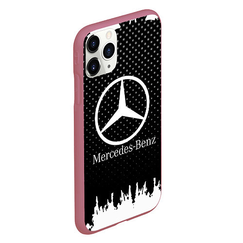 Чехол iPhone 11 Pro матовый Mercedes-Benz: Black Side / 3D-Малиновый – фото 2