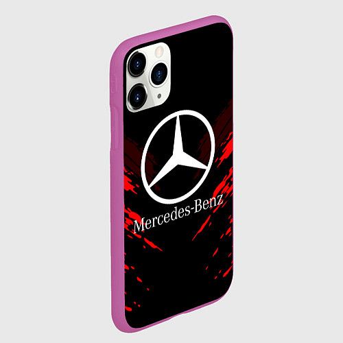 Чехол iPhone 11 Pro матовый Mercedes-Benz: Red Anger / 3D-Фиолетовый – фото 2