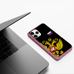 Чехол iPhone 11 Pro матовый Флаг и Герб России, цвет: 3D-малиновый — фото 2