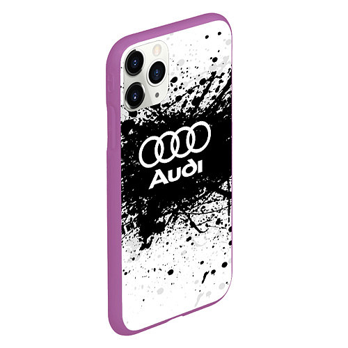 Чехол iPhone 11 Pro матовый Audi: Black Spray / 3D-Фиолетовый – фото 2