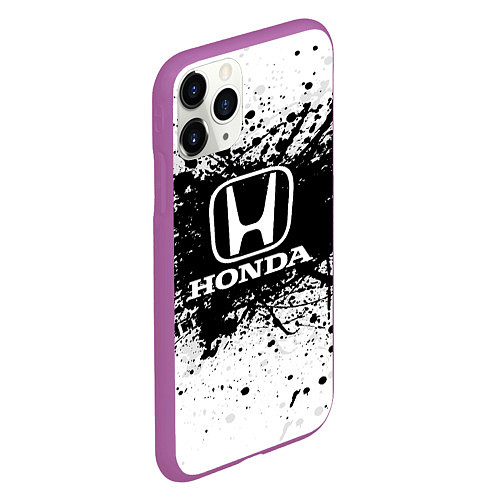 Чехол iPhone 11 Pro матовый Honda: Black Spray / 3D-Фиолетовый – фото 2