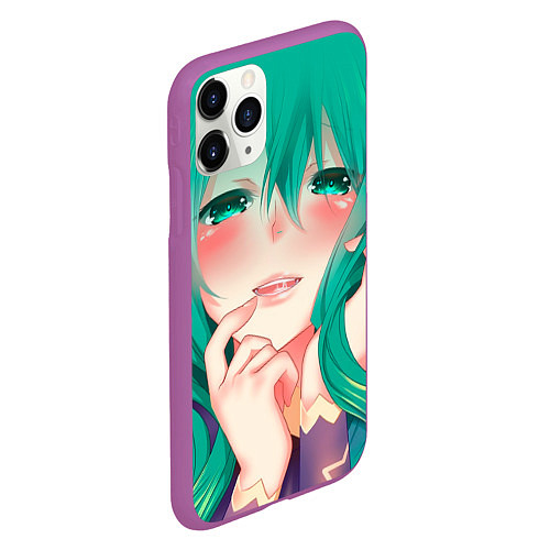 Чехол iPhone 11 Pro матовый Miku Ahegao / 3D-Фиолетовый – фото 2