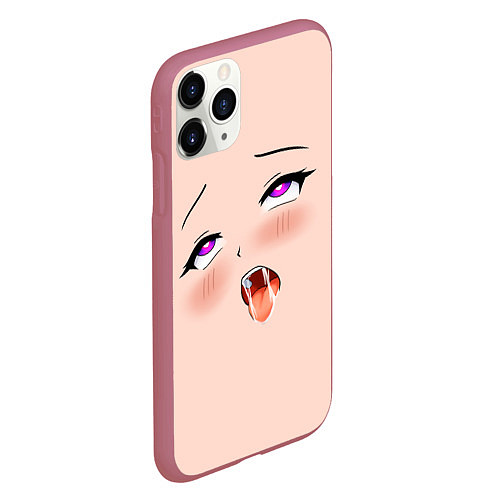 Чехол iPhone 11 Pro матовый Ahegao Face / 3D-Малиновый – фото 2