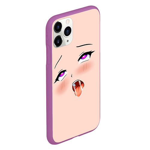 Чехол iPhone 11 Pro матовый Ahegao Face / 3D-Фиолетовый – фото 2