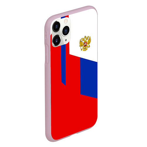 Чехол iPhone 11 Pro матовый Russia: Geometry Tricolor / 3D-Розовый – фото 2