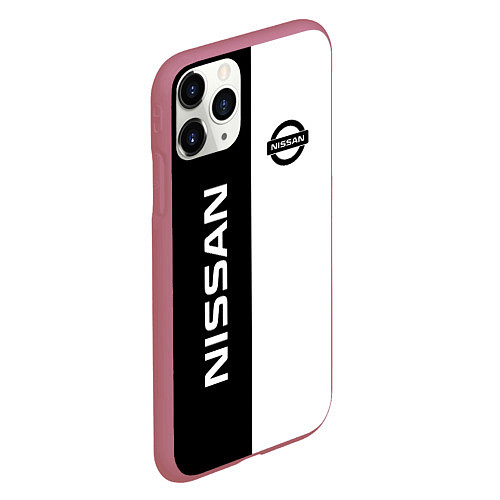 Чехол iPhone 11 Pro матовый Nissan B&W / 3D-Малиновый – фото 2