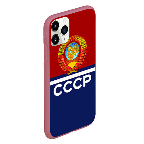Чехол iPhone 11 Pro матовый СССР: Спортсмен / 3D-Малиновый – фото 2