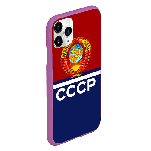 Чехол iPhone 11 Pro матовый СССР: Спортсмен / 3D-Фиолетовый – фото 2