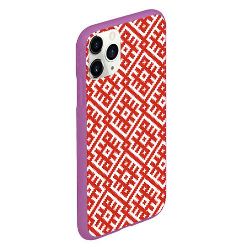 Чехол iPhone 11 Pro матовый Обережная вышивка / 3D-Фиолетовый – фото 2