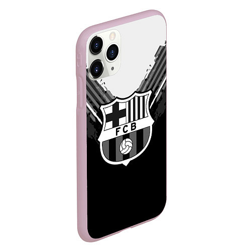 Чехол iPhone 11 Pro матовый FC Barcelona: Black Style / 3D-Розовый – фото 2