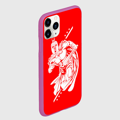 Чехол iPhone 11 Pro матовый Спартанский гладиатор / 3D-Фиолетовый – фото 2