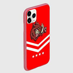 Чехол iPhone 11 Pro матовый Спартанский кабан, цвет: 3D-малиновый — фото 2