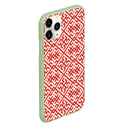 Чехол iPhone 11 Pro матовый Духобор: Обережная вышивка, цвет: 3D-салатовый — фото 2