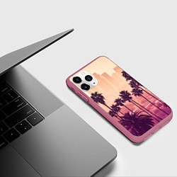 Чехол iPhone 11 Pro матовый Los Angeles, цвет: 3D-малиновый — фото 2