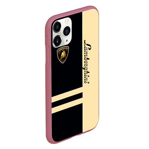 Чехол iPhone 11 Pro матовый Lamborghini Sport / 3D-Малиновый – фото 2