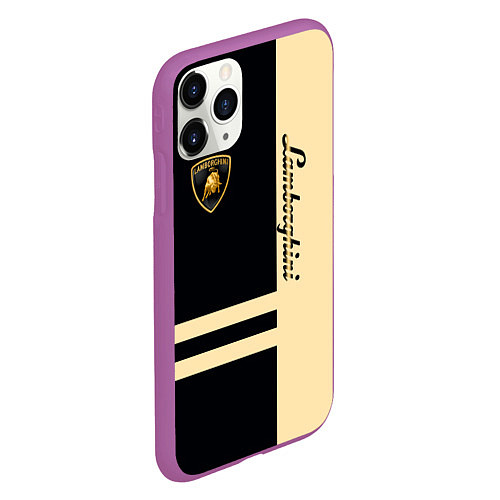 Чехол iPhone 11 Pro матовый Lamborghini Sport / 3D-Фиолетовый – фото 2