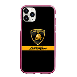 Чехол iPhone 11 Pro матовый Lamborghini Automobili, цвет: 3D-малиновый