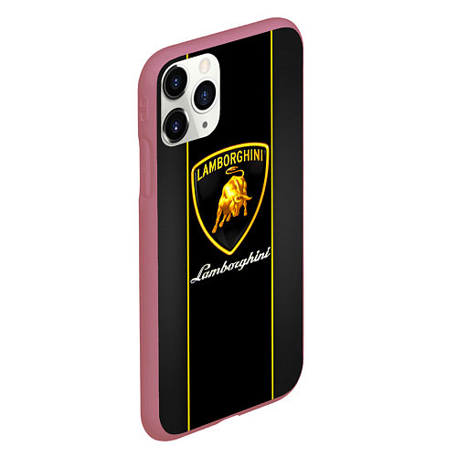 Чехол iPhone 11 Pro матовый Lamborghini Luxury / 3D-Малиновый – фото 2