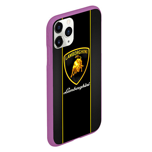 Чехол iPhone 11 Pro матовый Lamborghini Luxury / 3D-Фиолетовый – фото 2