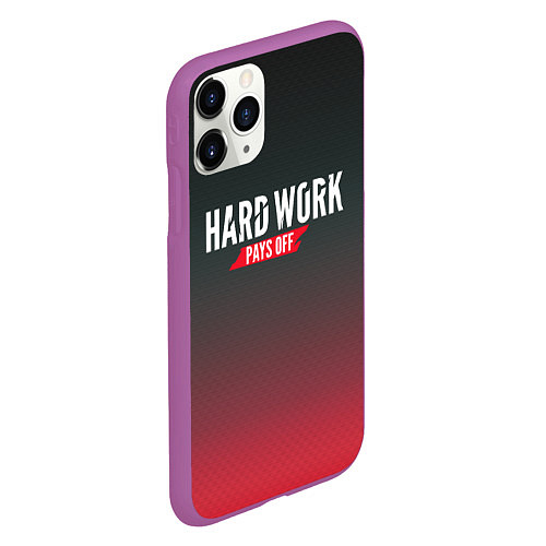 Чехол iPhone 11 Pro матовый Hard Work Pays Off: Red / 3D-Фиолетовый – фото 2