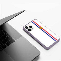 Чехол iPhone 11 Pro матовый Франция: лента с гербом, цвет: 3D-серый — фото 2