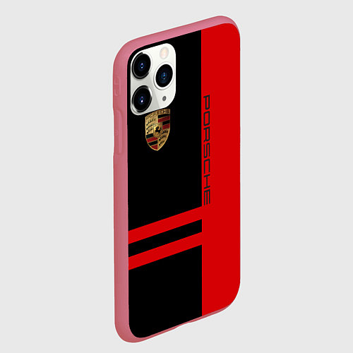 Чехол iPhone 11 Pro матовый Porsche: Red Sport / 3D-Малиновый – фото 2