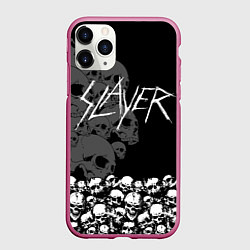Чехол iPhone 11 Pro матовый Slayer: Dark Skulls, цвет: 3D-малиновый