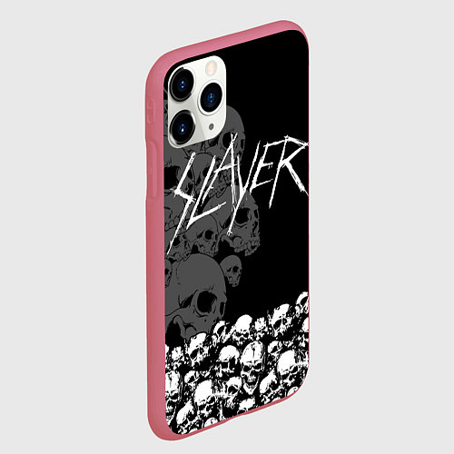 Чехол iPhone 11 Pro матовый Slayer: Dark Skulls / 3D-Малиновый – фото 2