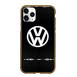 Чехол iPhone 11 Pro матовый Volkswagen: Black Abstract, цвет: 3D-коричневый