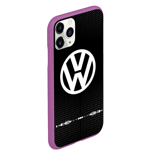 Чехол iPhone 11 Pro матовый Volkswagen: Black Abstract / 3D-Фиолетовый – фото 2