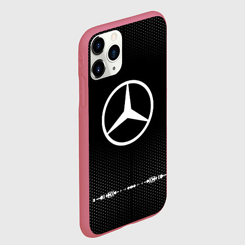 Чехол iPhone 11 Pro матовый Mercedes: Black Abstract / 3D-Малиновый – фото 2