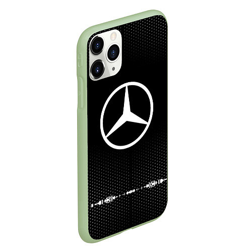 Чехол iPhone 11 Pro матовый Mercedes: Black Abstract / 3D-Салатовый – фото 2