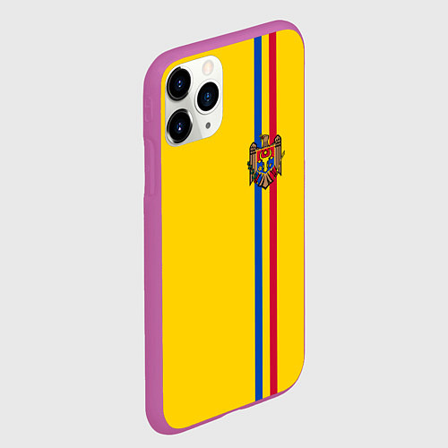 Чехол iPhone 11 Pro матовый Молдавия: лента с гербом / 3D-Фиолетовый – фото 2