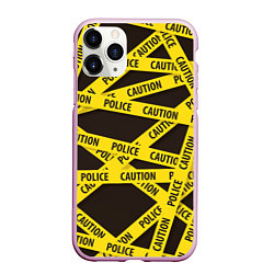 Чехол iPhone 11 Pro матовый Police Caution, цвет: 3D-розовый
