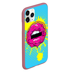 Чехол iPhone 11 Pro матовый Donut Lips, цвет: 3D-малиновый — фото 2