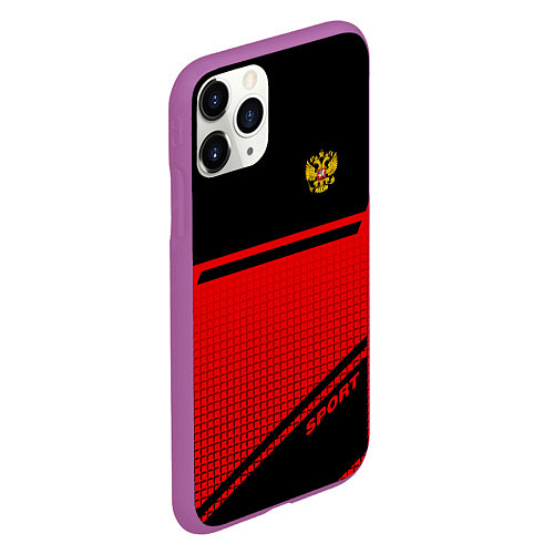 Чехол iPhone 11 Pro матовый Russia: Red Sport / 3D-Фиолетовый – фото 2