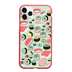 Чехол iPhone 11 Pro матовый Любитель суши, цвет: 3D-красный
