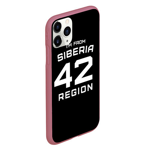 Чехол iPhone 11 Pro матовый Im from Siberia: 42 Region / 3D-Малиновый – фото 2